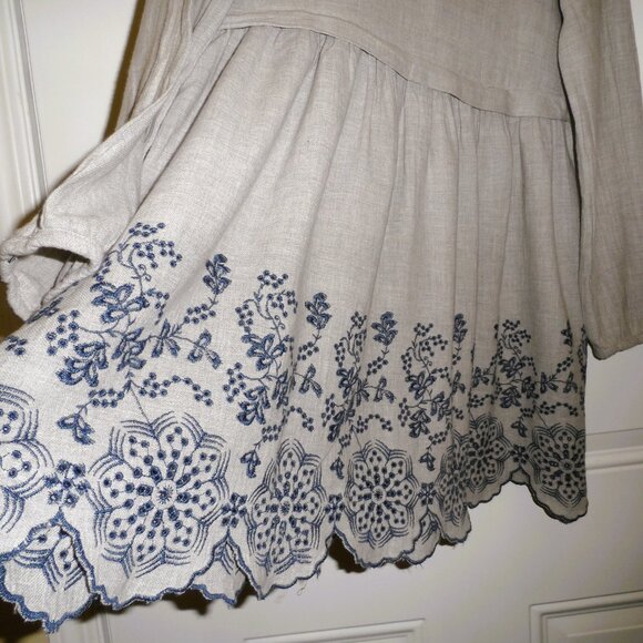 Zara Grey Embroidered Mini Dress- size M - Picture 3 of 7